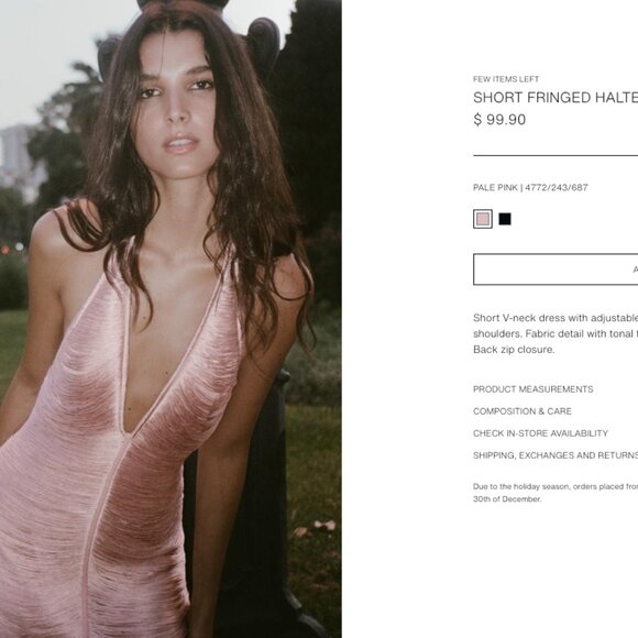 ZARA SHORT FRINGED HALTER DRESS (NWT) - Pale Pink - Medium (M)  | 4772/243/687 - Picture 2 of 11